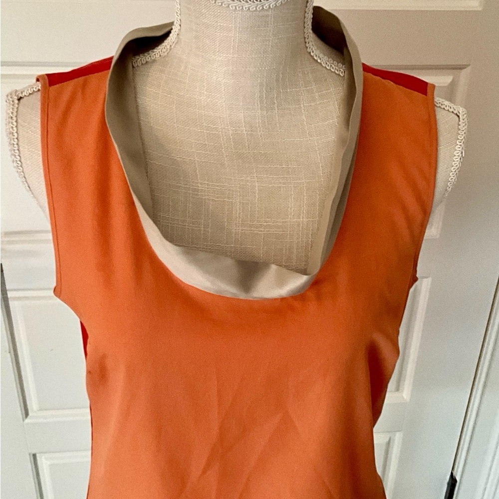 The Limited Orange Sleeveless Top with Beige Collar